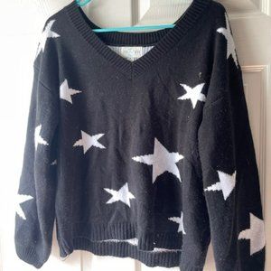 STAR SWEATER, NAVY AND WHITE